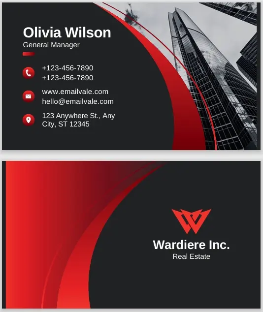 Black and Red Elegant Real Estate Business Card