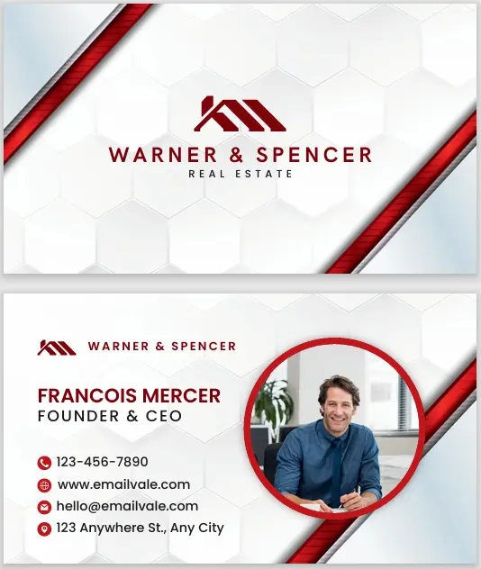 White Red Modern Real Estate Business Card