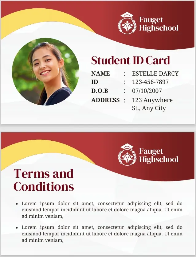 Maroon and White Modern Highschool ID Card