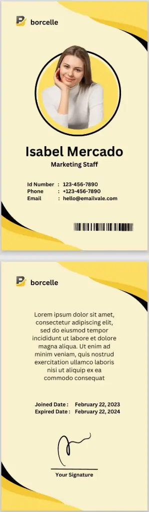 Yellow Minimalist ID Card