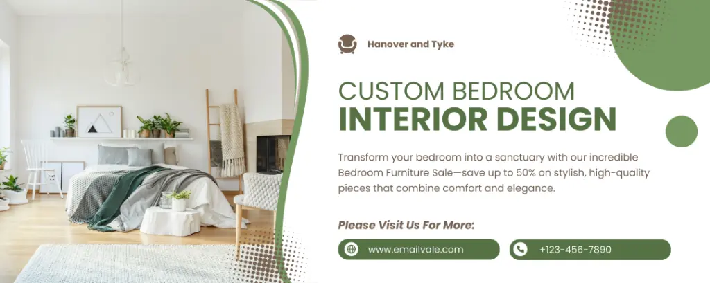 White Green Modern Custom Bedroom Interior Design Outdoor Banner