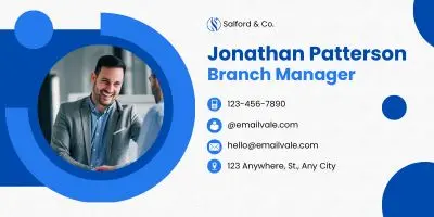 Blue And White Modern Branch Manager Email Signature