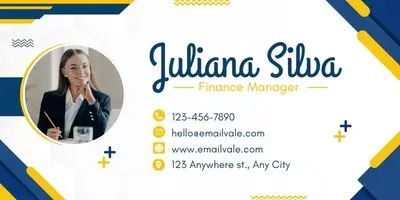 Blue and Yellow Modern Finance Email Signature