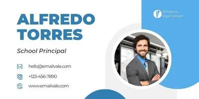 Blue White Geometric School Principal Email Signature